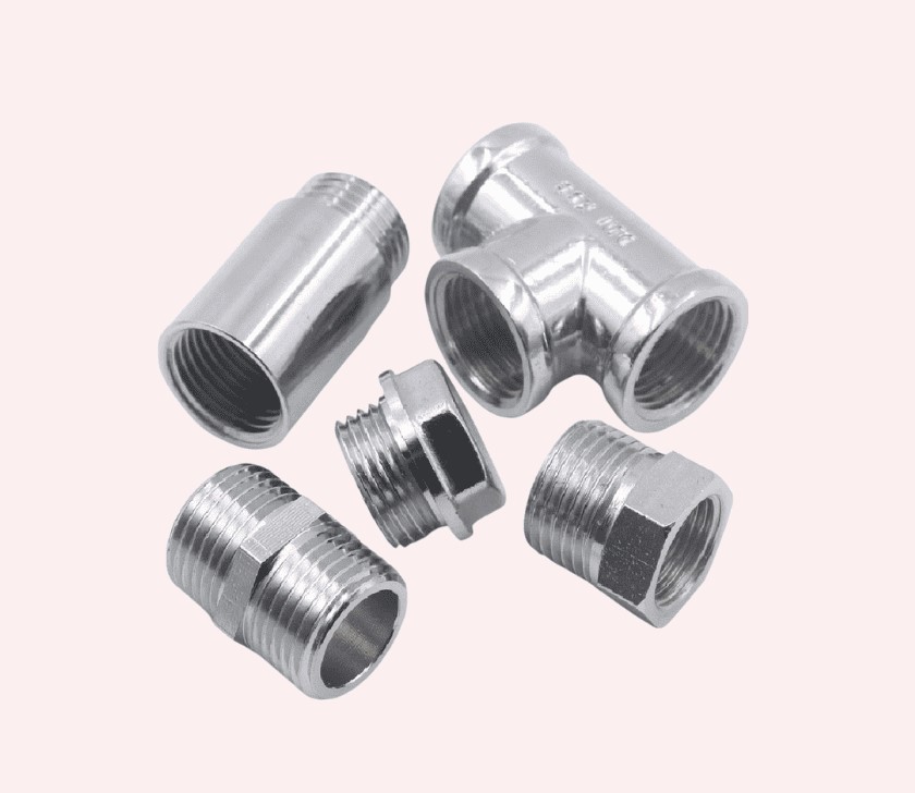 Chrome and Nickel-Plated Brass Fittings, Corrosion-Resistant Decorative and Functional Pipe Connectors for Plumbing, Bathrooms, HVAC and Industrial Installations